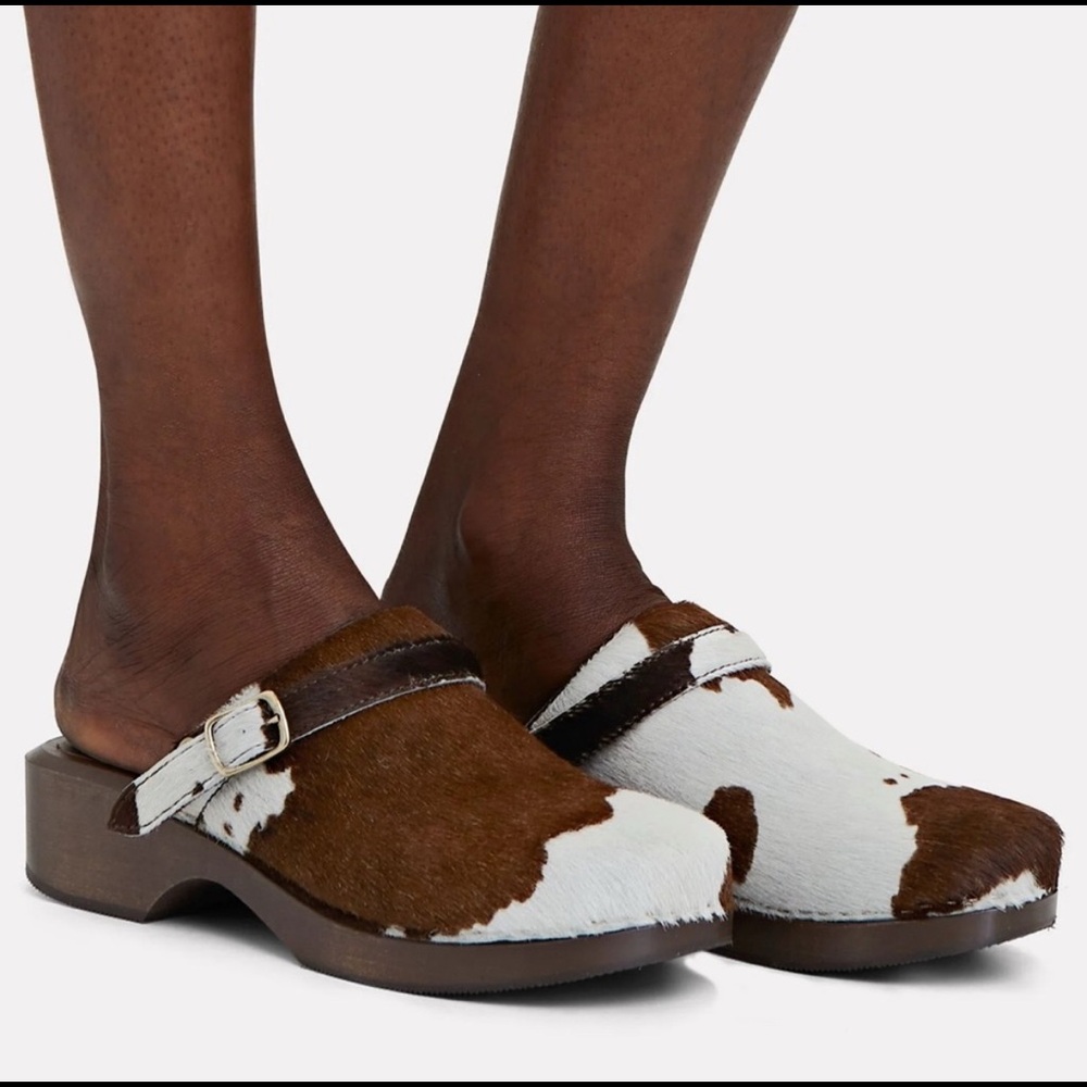 re/done brown and white cow 70s classic clogs